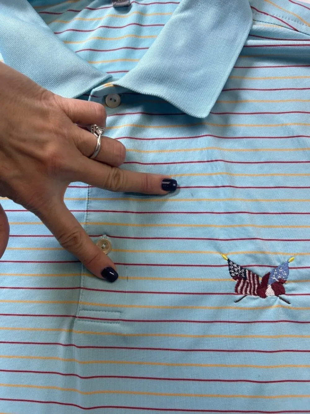 Peter Millar Summer Comfort Golf Polo Shirt Sz XL Blue Striped Performance Polo